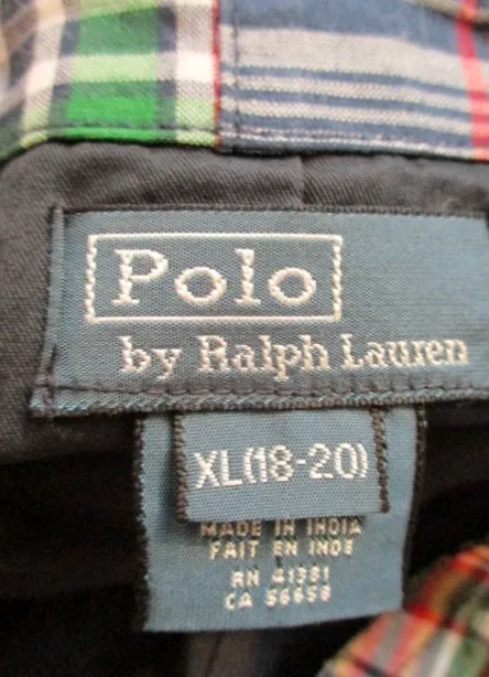 Teen Youth Boys POLO RALPH LAUREN VEST MADRAS PLAID XL 18-20 Preppy