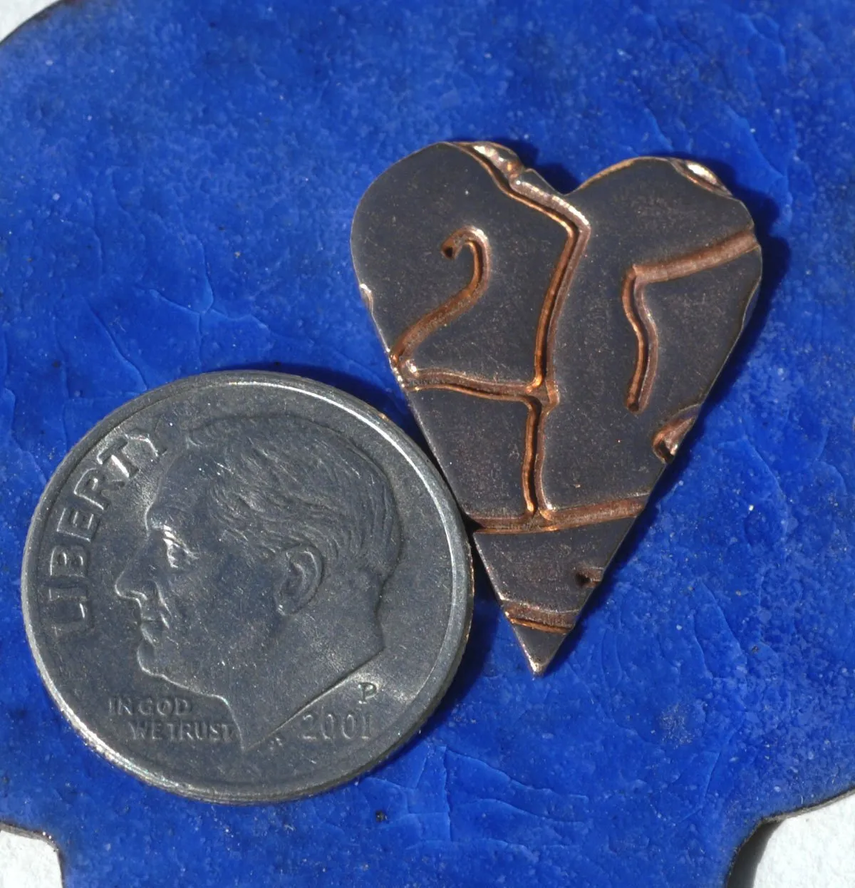 Texture Pointy Heart 22mm x 16mm Cutout - Enameling Stamping Texturing Blanks - Variety of Metals - 6 Pieces