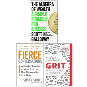 The Algebra of Wealth, Fierce Conversations & Grit The Power of Passion and Perseverance 3 Books Collection Set