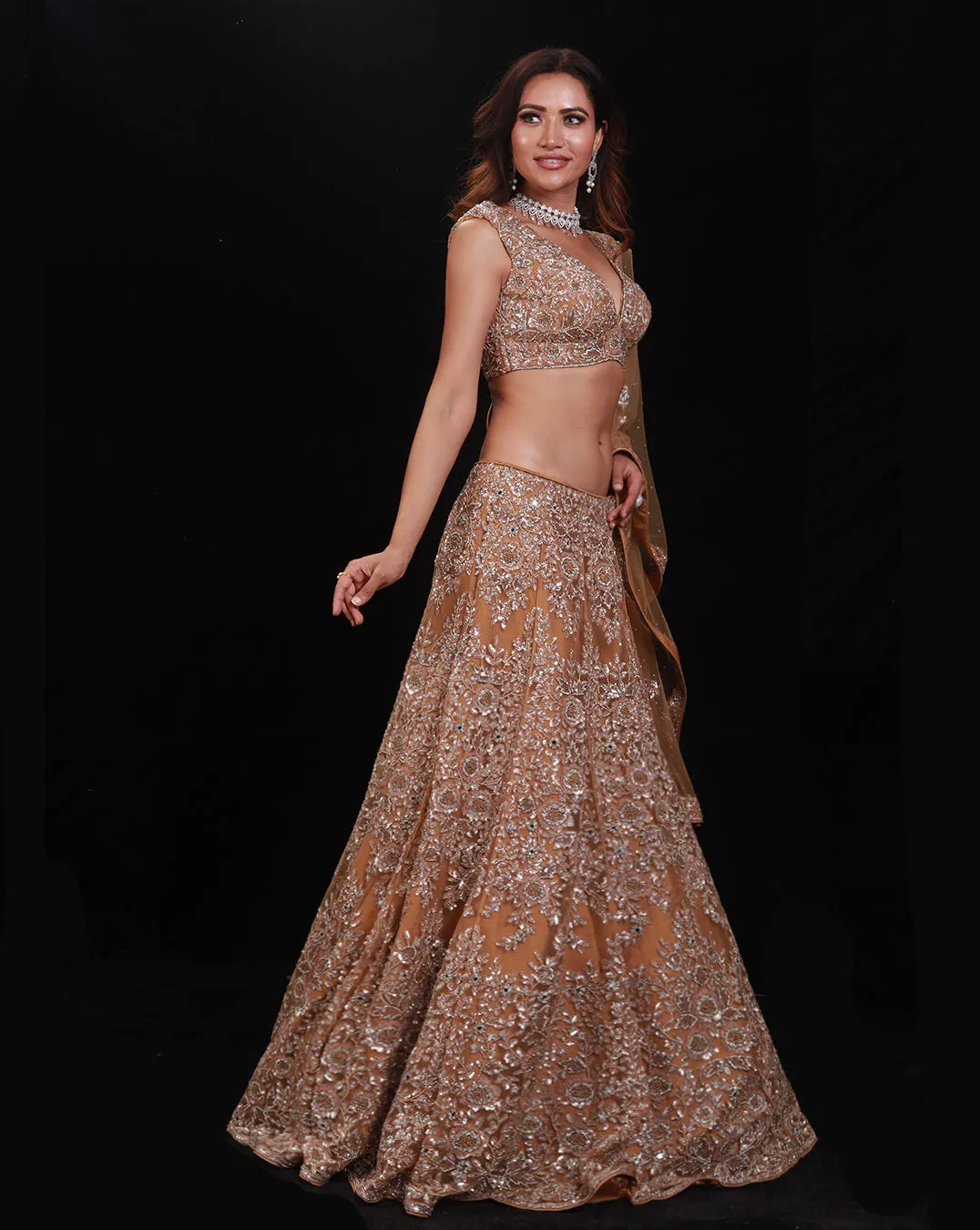 The Gold Floral Lehenga