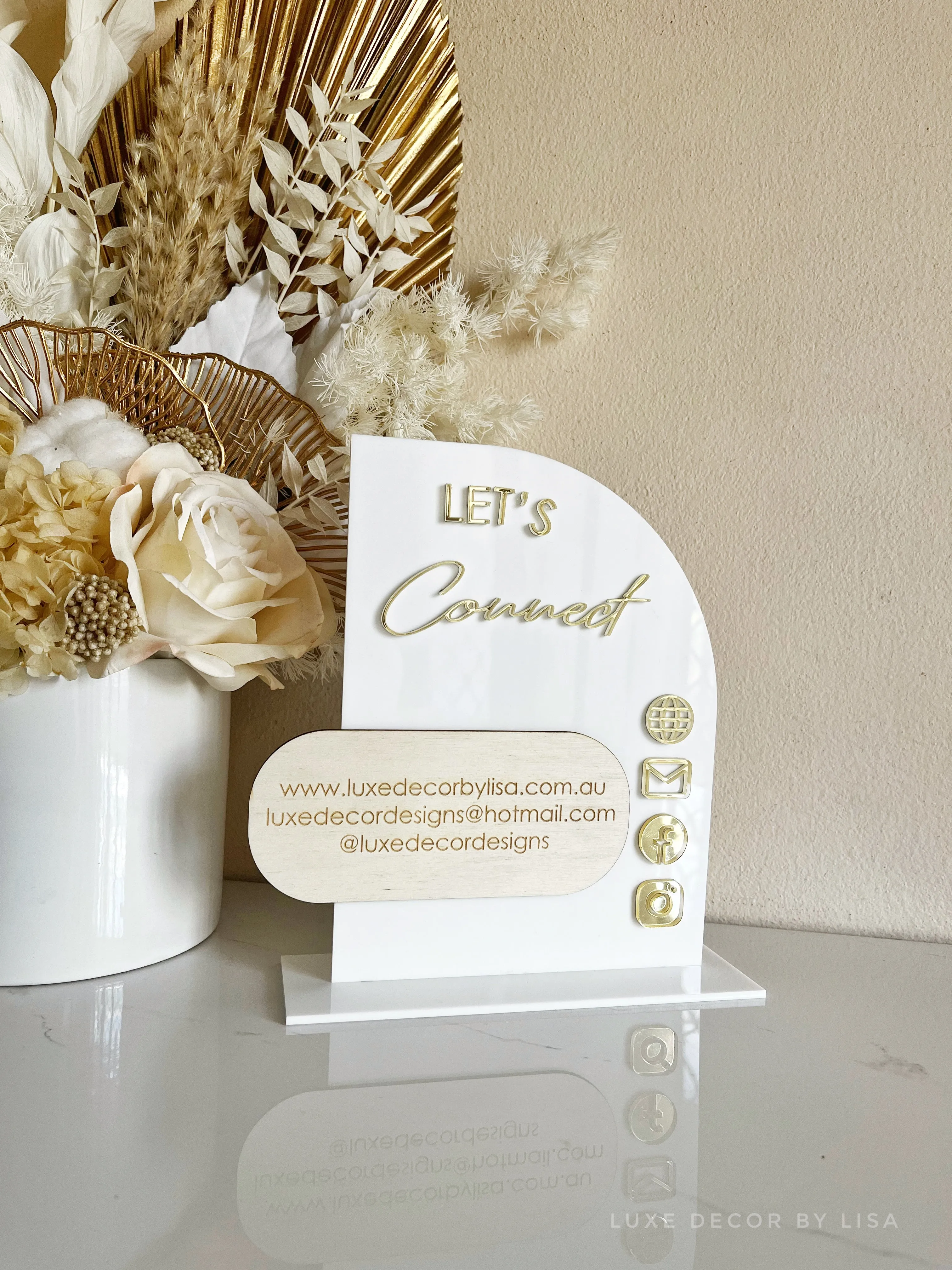 The Half Arched Acrylic Plywood Social Sign