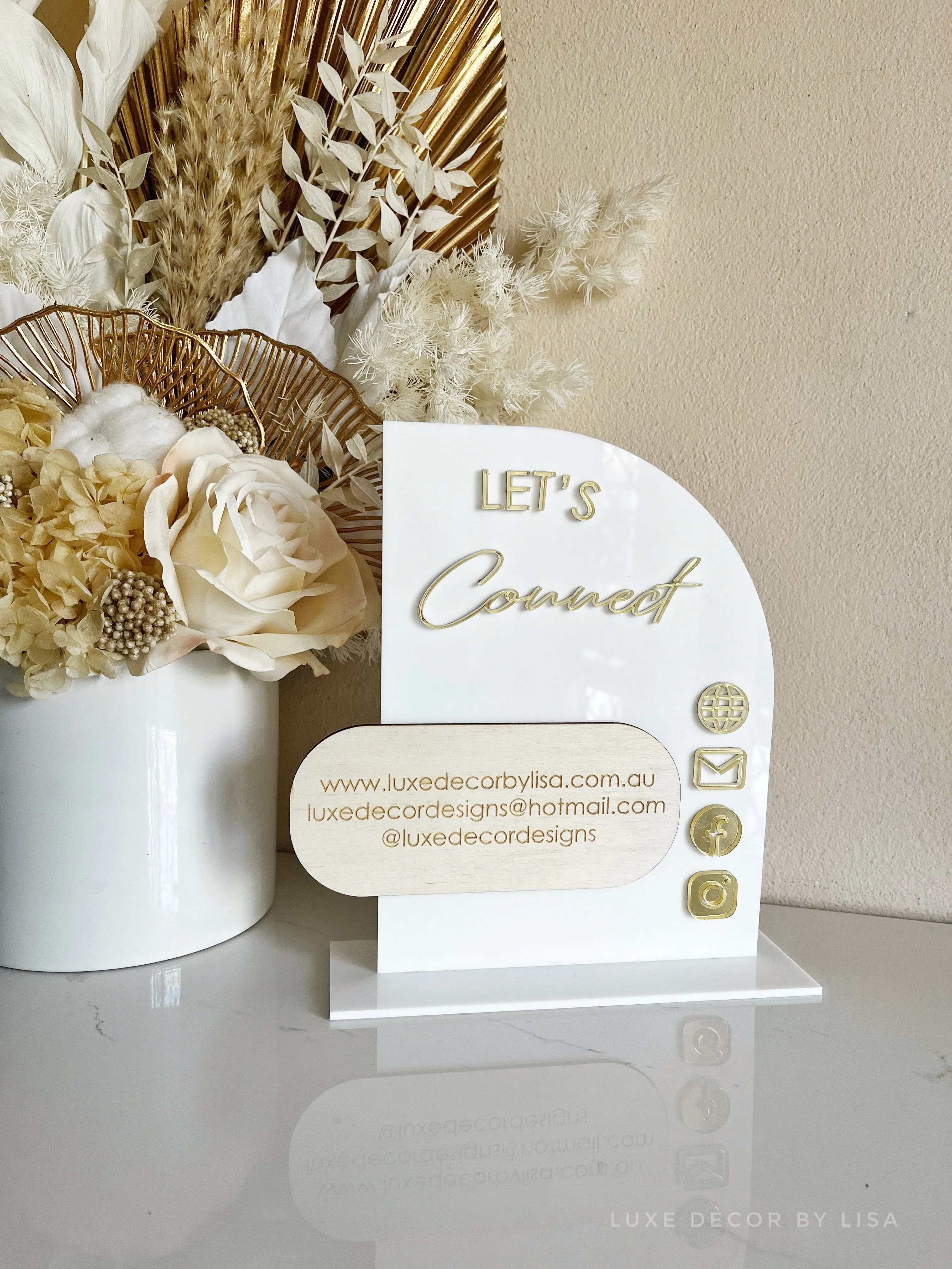 The Half Arched Acrylic Plywood Social Sign