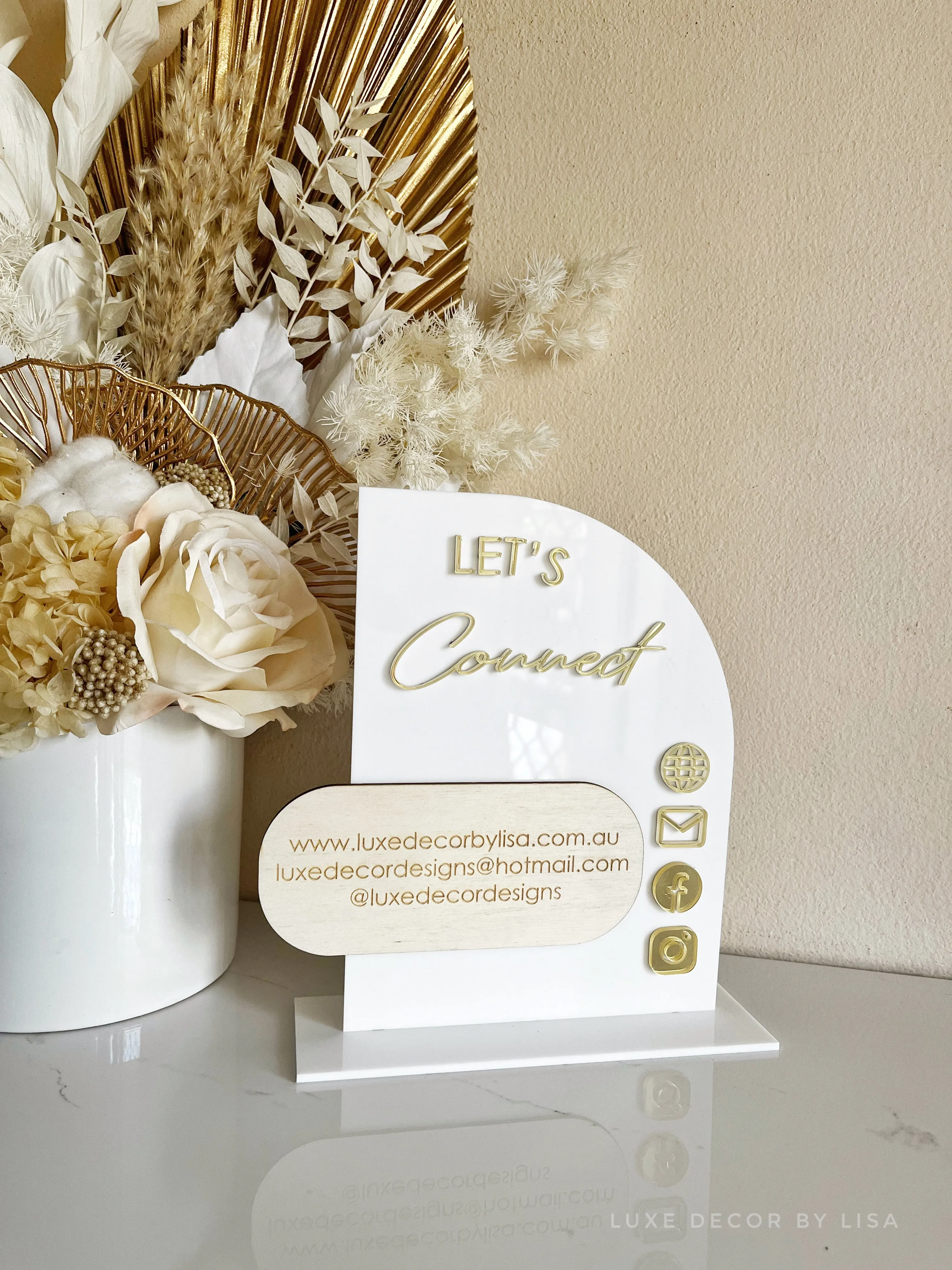 The Half Arched Acrylic Plywood Social Sign