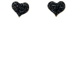 The Juliet Luxe Studded Stone Heart Stud - Black