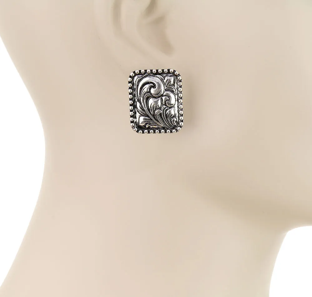 Thomas Fashion Stamped Silver Earring Set - 3 Pairs