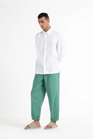 THREE   -   Front Pleat Pant- Mineral Green