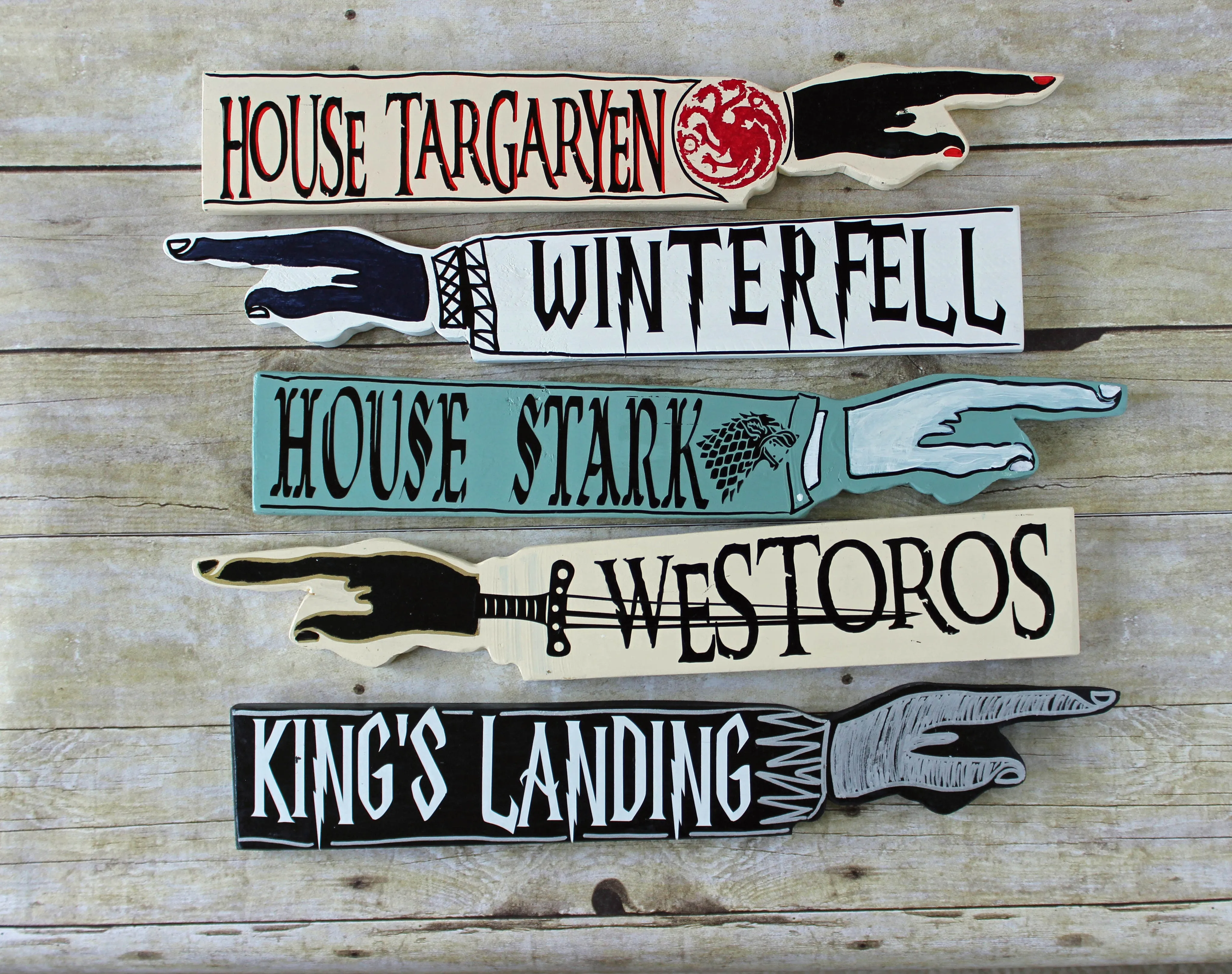 Thrones Collection - wooden pointy finger signs