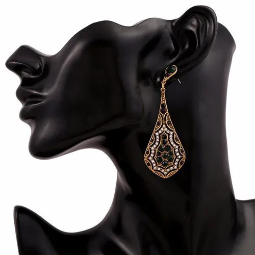 Tibetan India Ethnic Earrings Shiny Crystal Drop Women Red Purple Vintage