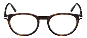 Tom Ford FT 5823-H-B 052 Round Plastic Havana Eyeglasses with Clear Lens