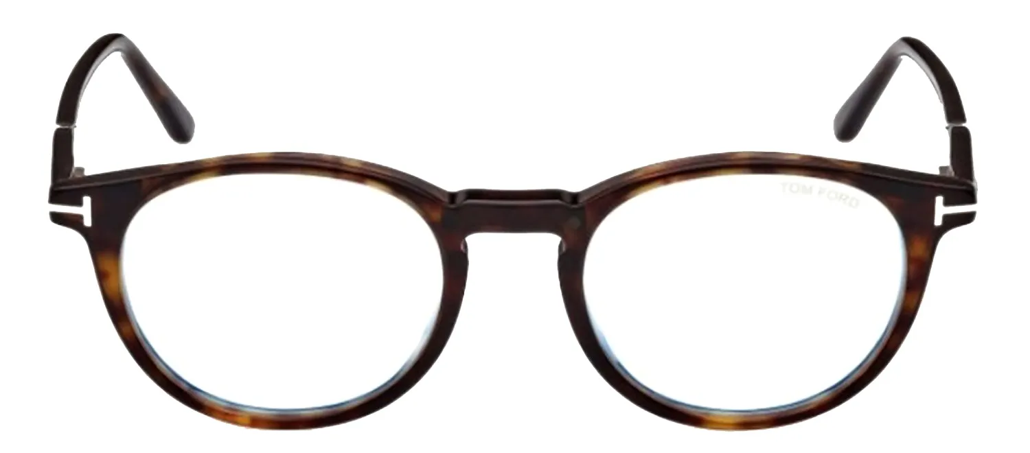 Tom Ford FT 5823-H-B 052 Round Plastic Havana Eyeglasses with Clear Lens