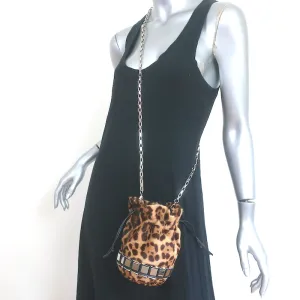 Tomasini Lucile Mini Bucket Bag Leopard Print Calf Hair Crossbody