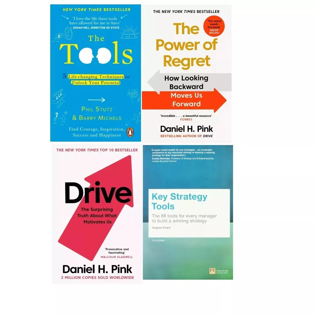 Tools Phil Stutz, Power of Regret, Drive Daniel H. Pink, Key Strategy 4 Books Set