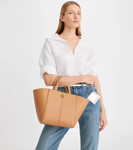 Tory Burch Pvc Double T-Leather Tote Brown Bag-147574