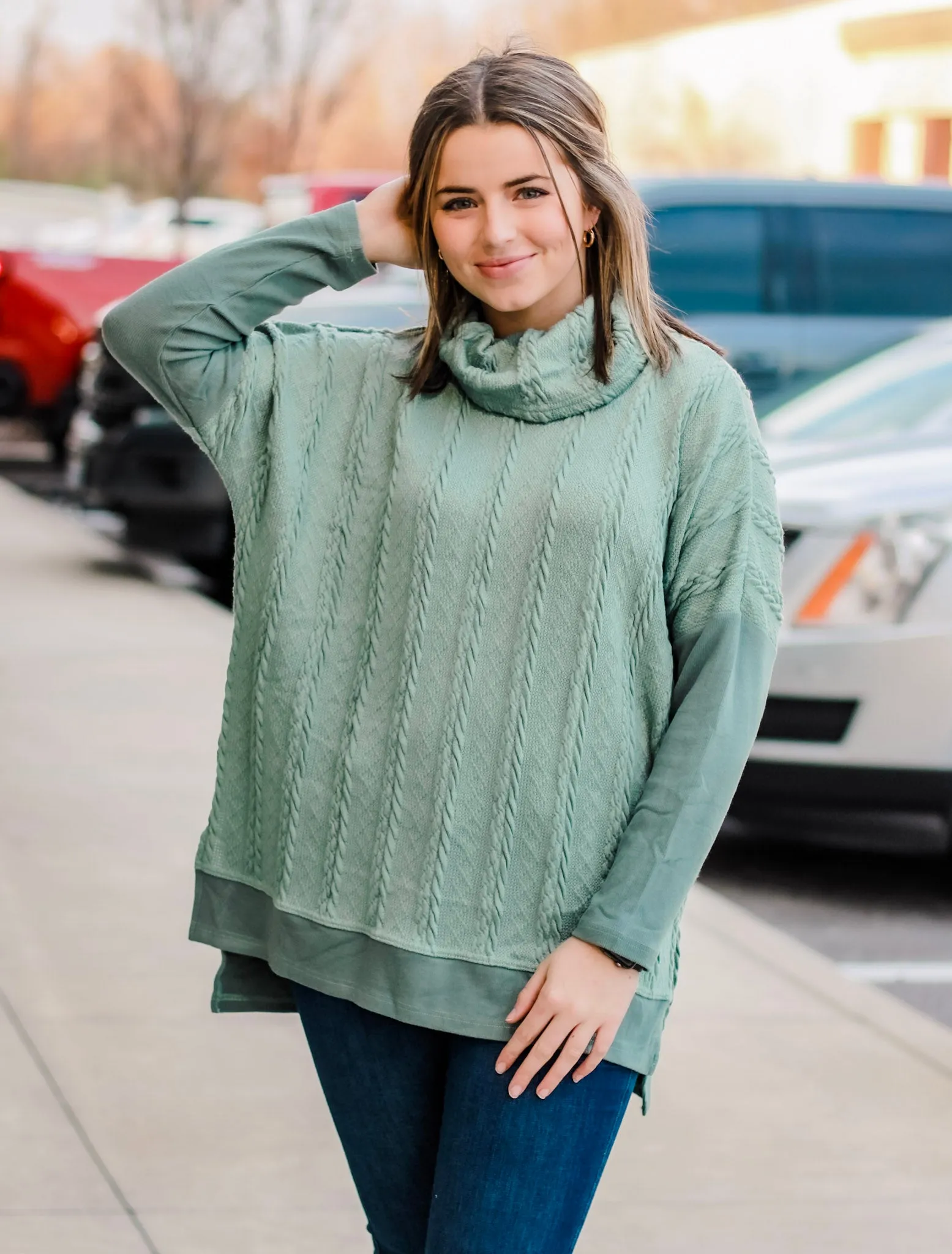 Trendy Cowl Turtleneck Tunic
