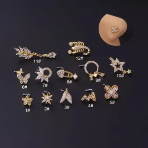 Trendy CZ Inlaid Surgical Steel Nose Piercing Nose Stud