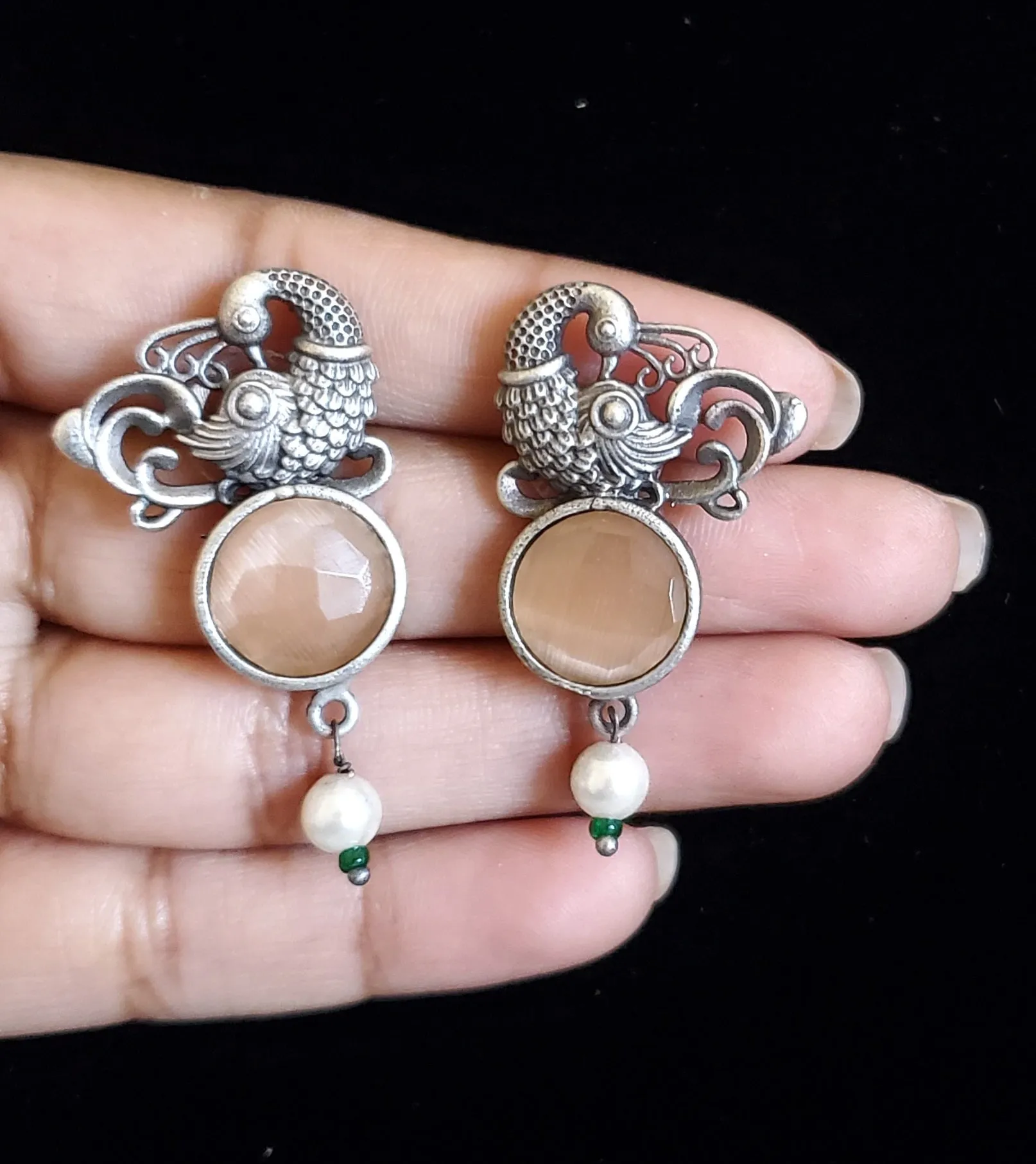 Trendy Earring With Oxidised Plating HL20 Peach