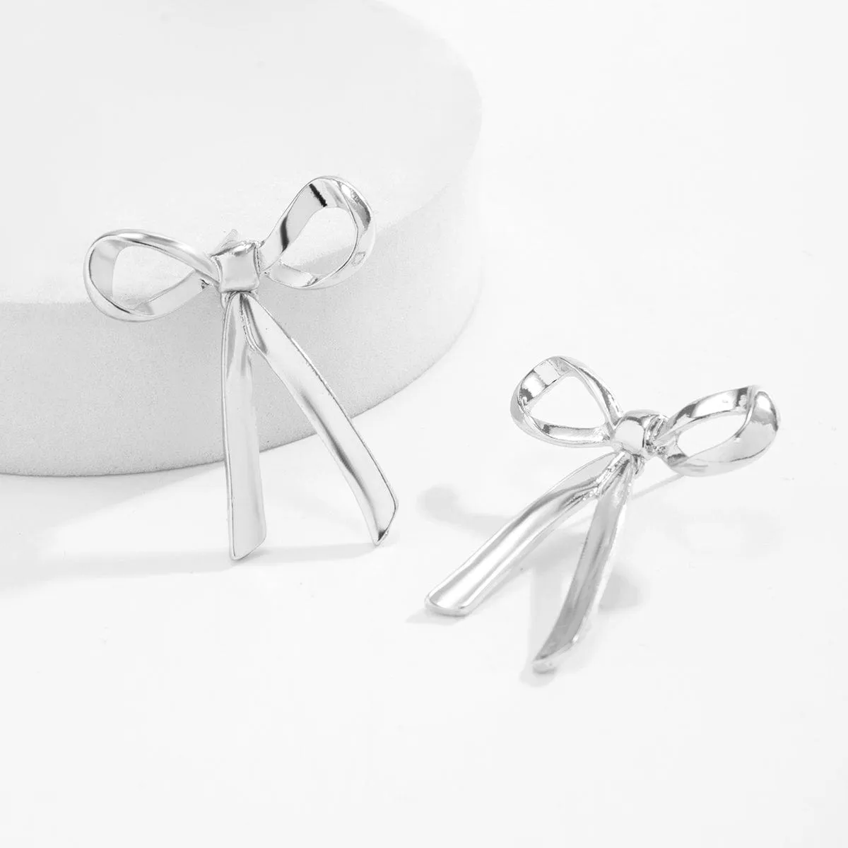 Trendy Gold Silver Plated Bowknot Earrings