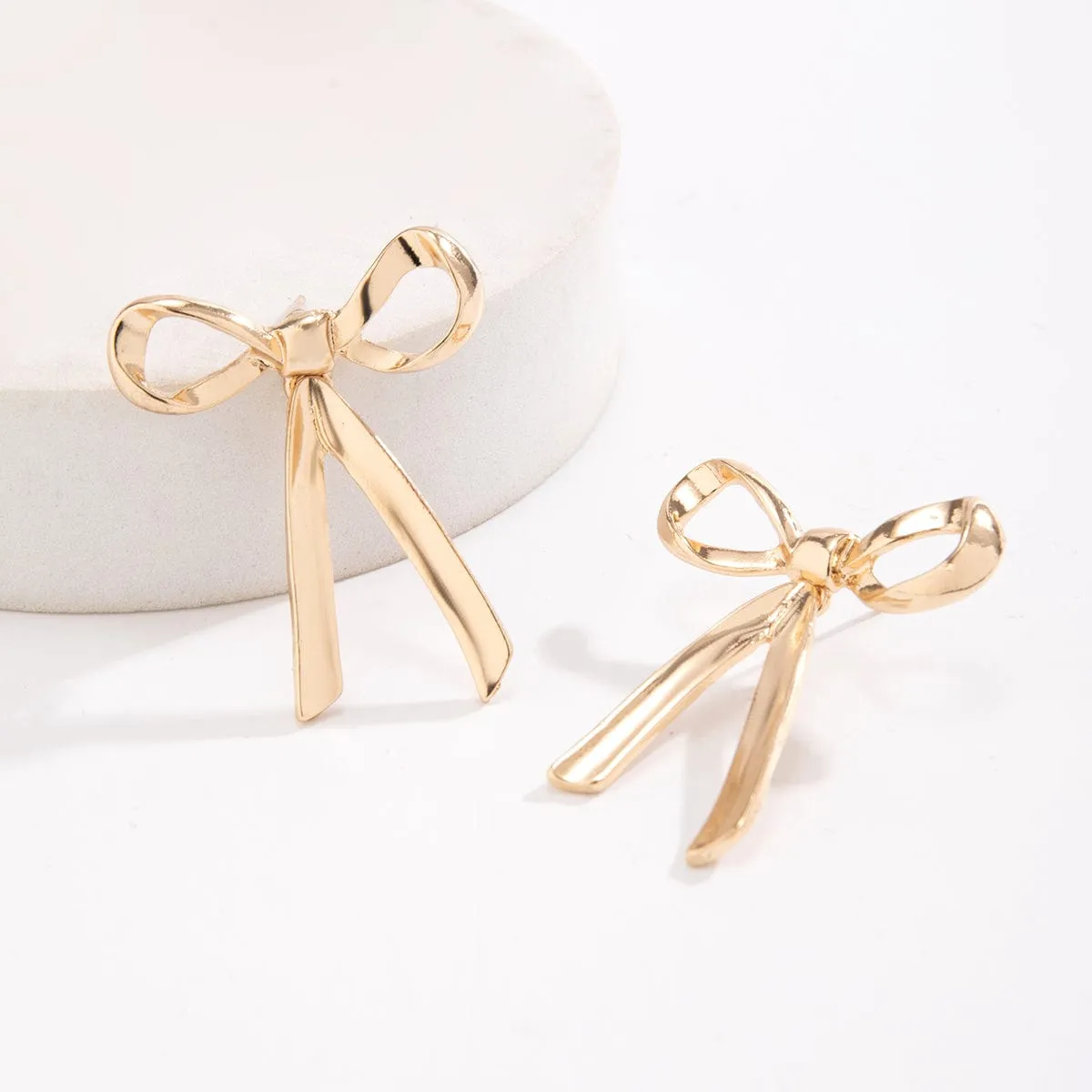 Trendy Gold Silver Plated Bowknot Earrings