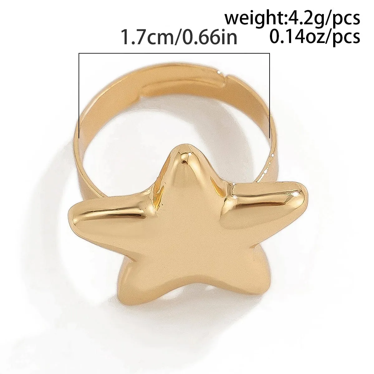 Trendy Gold Silver Plated Glossy Star Ring