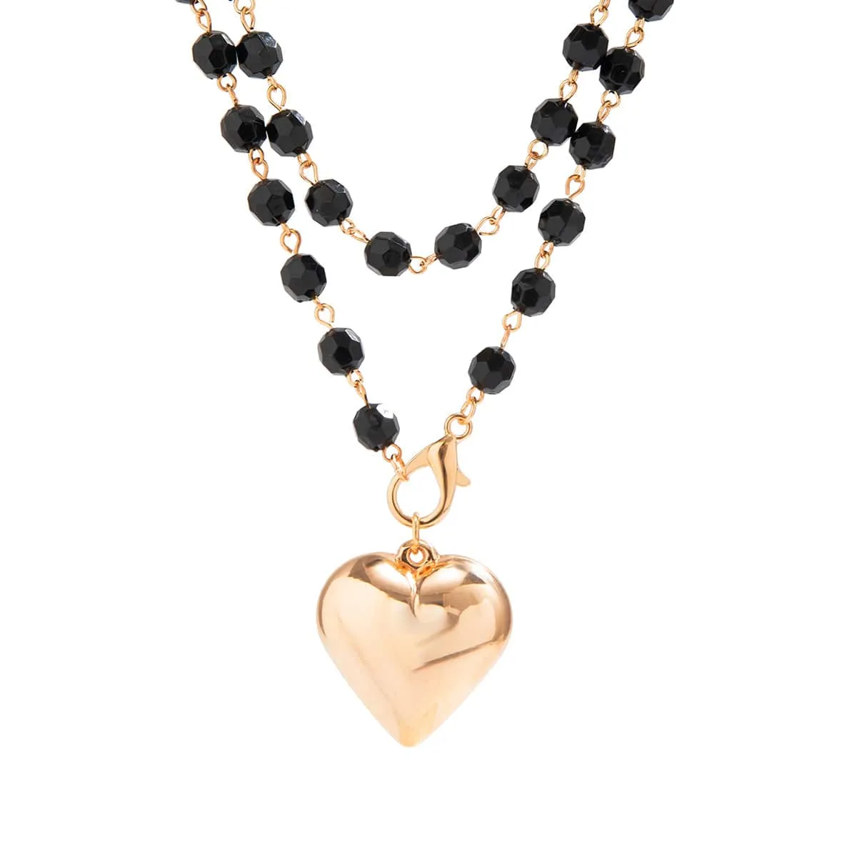 Trendy Heart Pendant Crystal Ball Chain Necklace