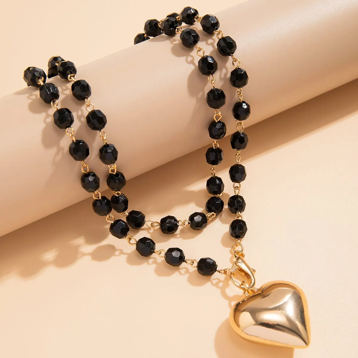 Trendy Heart Pendant Crystal Ball Chain Necklace