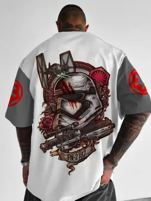 Trendy Samurai Print Short Sleeve Shirt