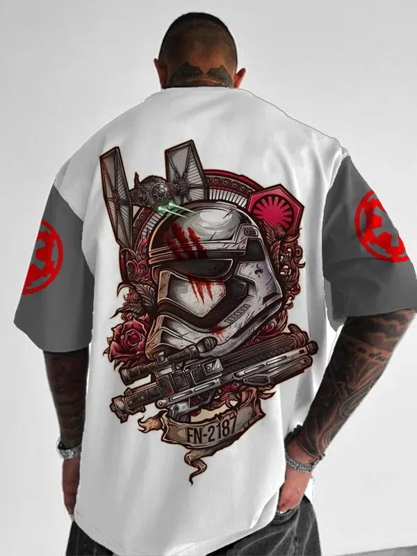 Trendy Samurai Print Short Sleeve Shirt