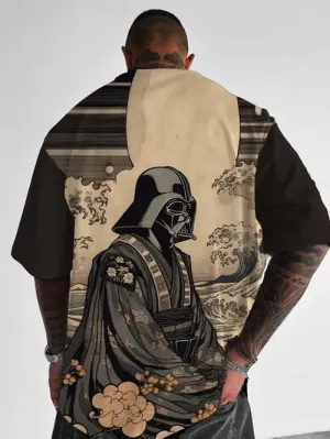 Trendy Samurai Print Short Sleeve Shirt