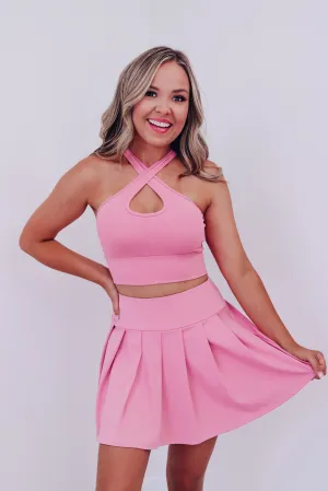 Trendy Tennis Skirt & Crop Top Set - Maauve
