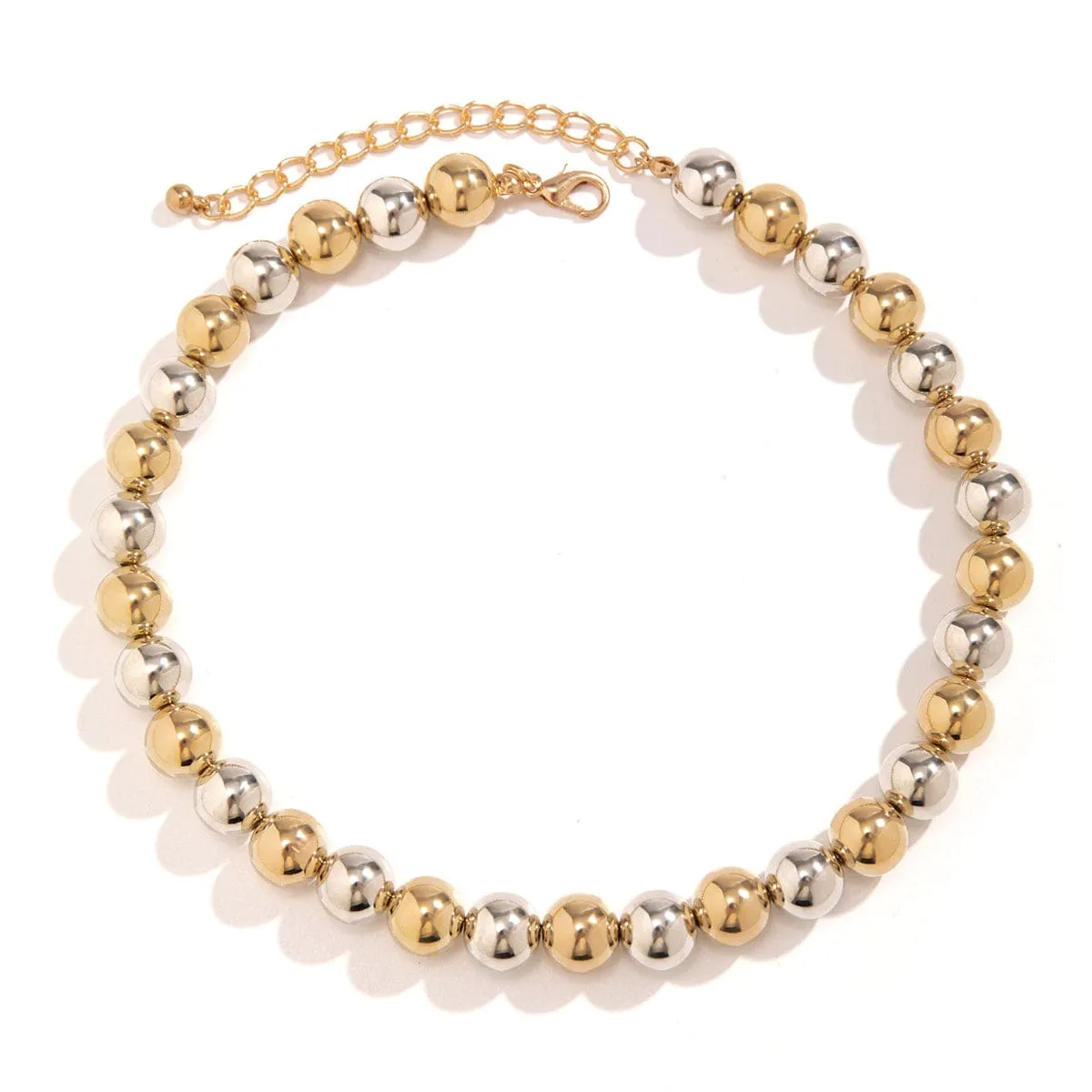 Trendy Two Tone Ball Chain Choker Necklace