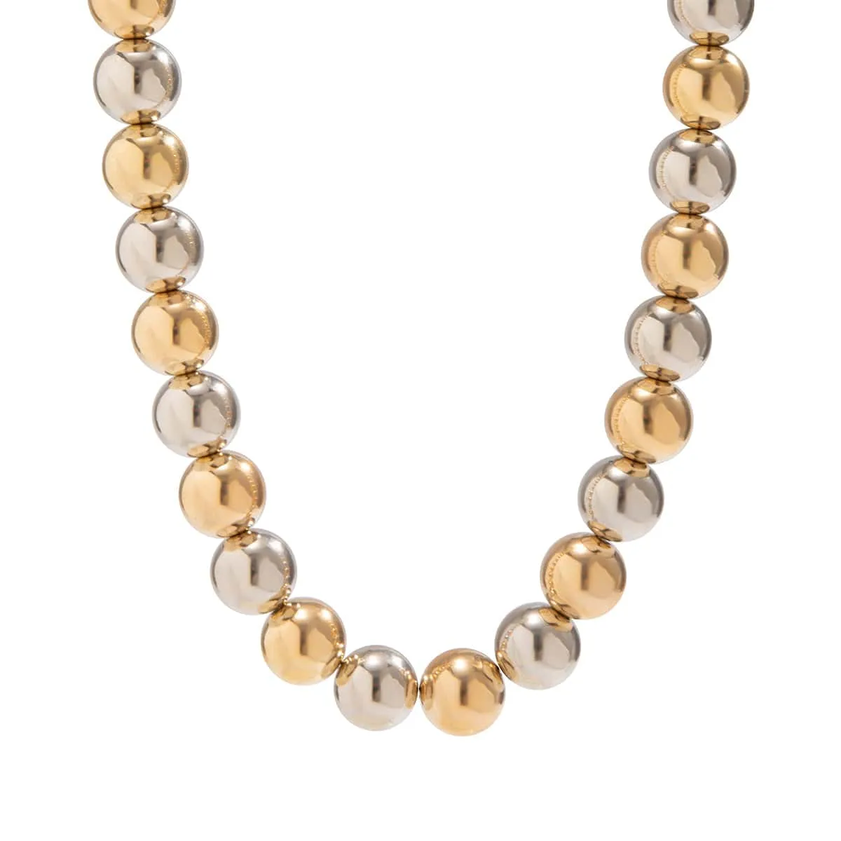 Trendy Two Tone Ball Chain Choker Necklace