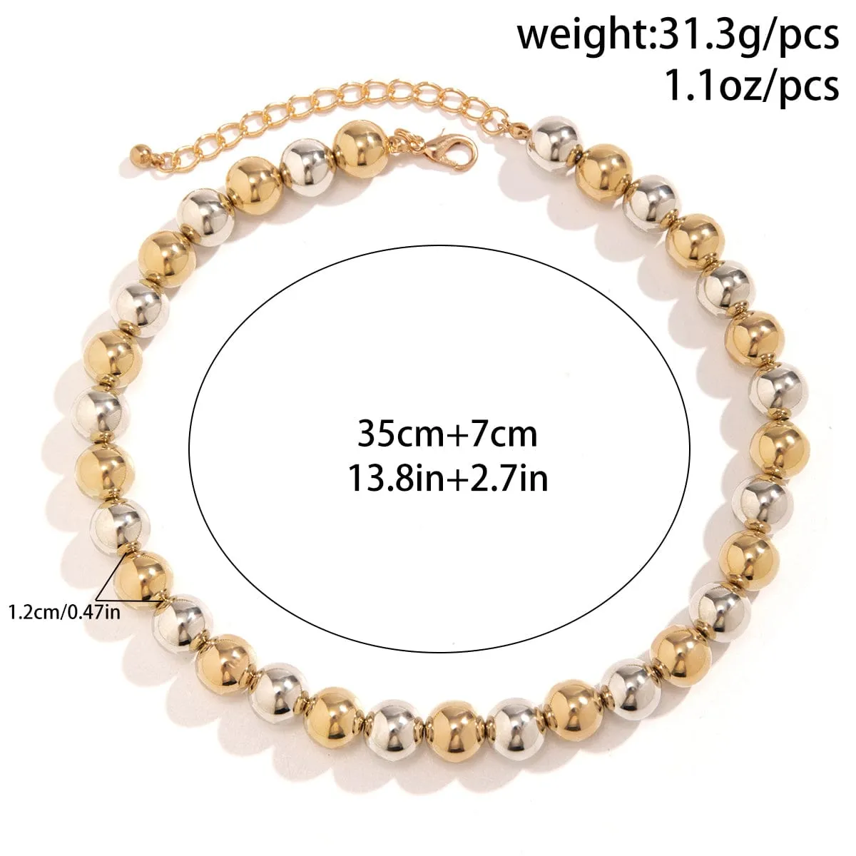 Trendy Two Tone Ball Chain Choker Necklace