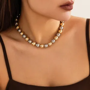 Trendy Two Tone Ball Chain Choker Necklace