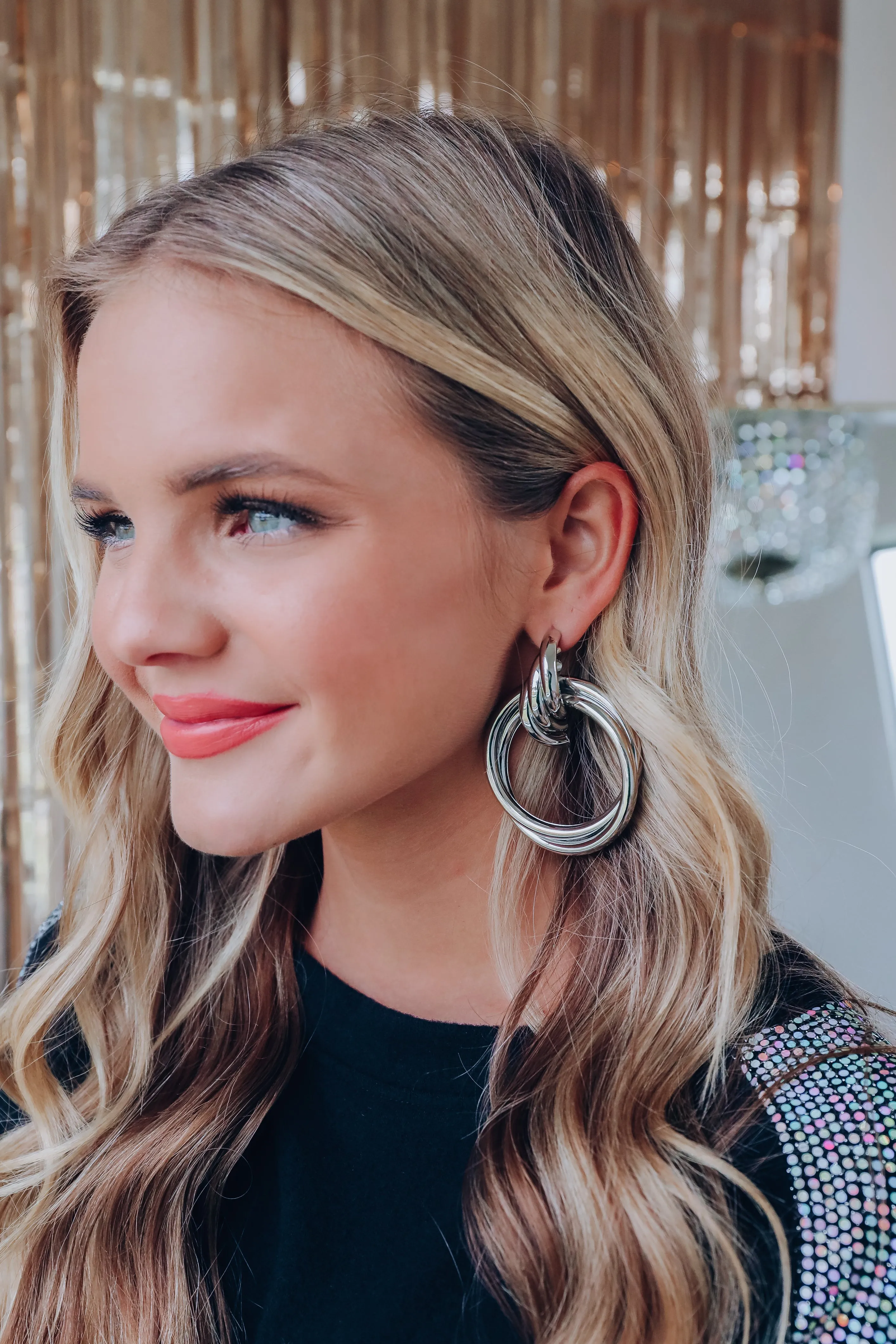 Twisted Up Hoop Earrings - Silver