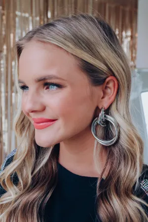 Twisted Up Hoop Earrings - Silver