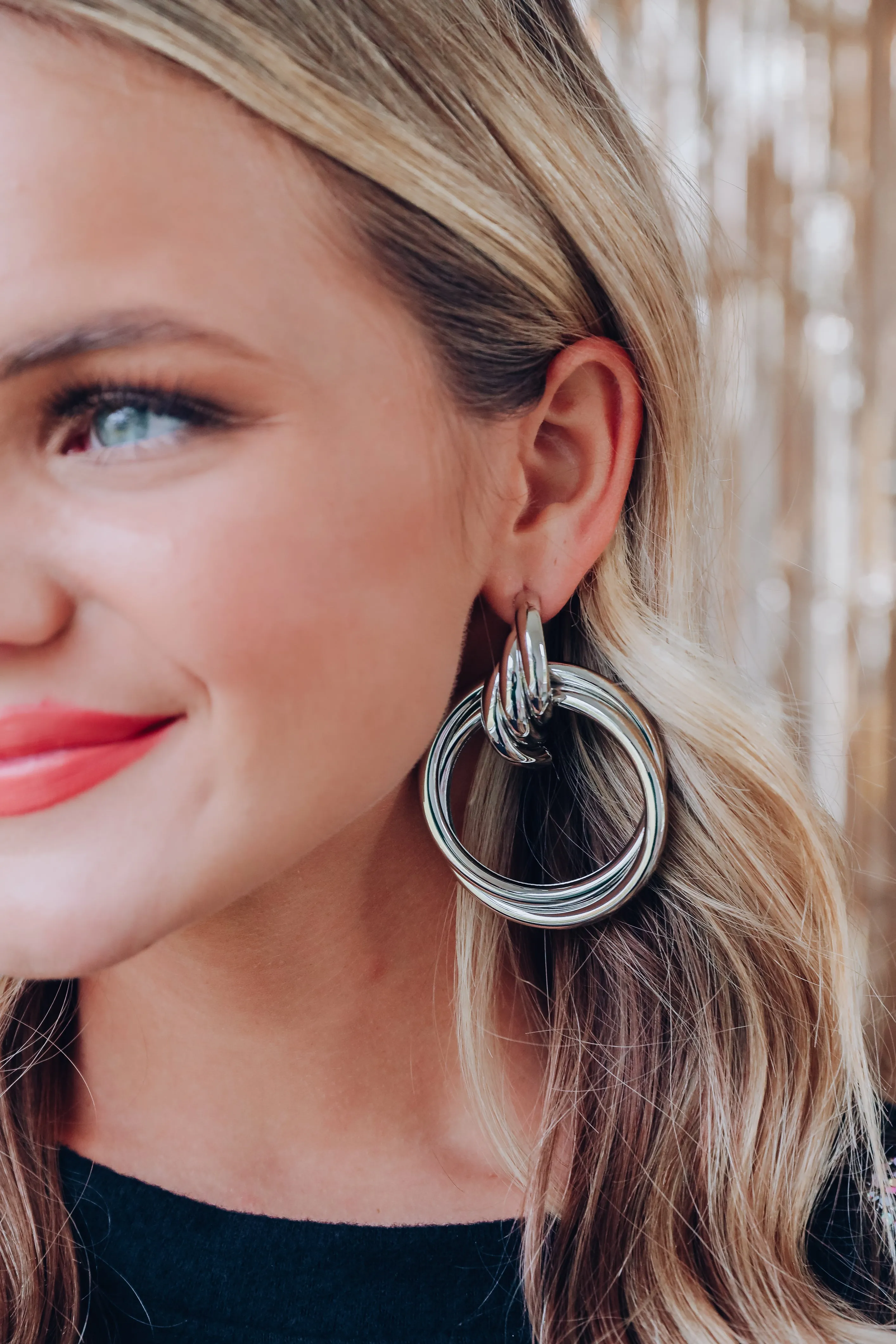 Twisted Up Hoop Earrings - Silver