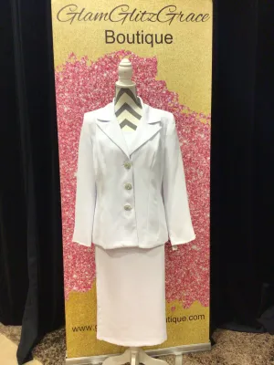 Two Piece Shiny Button Skirt Suit Set