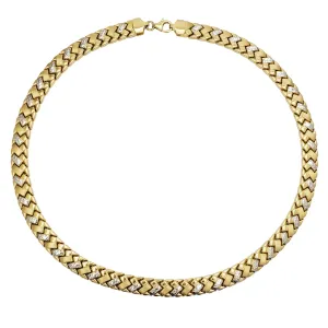 Two-Tone Braided "W" Link Fancy Necklace (14K)