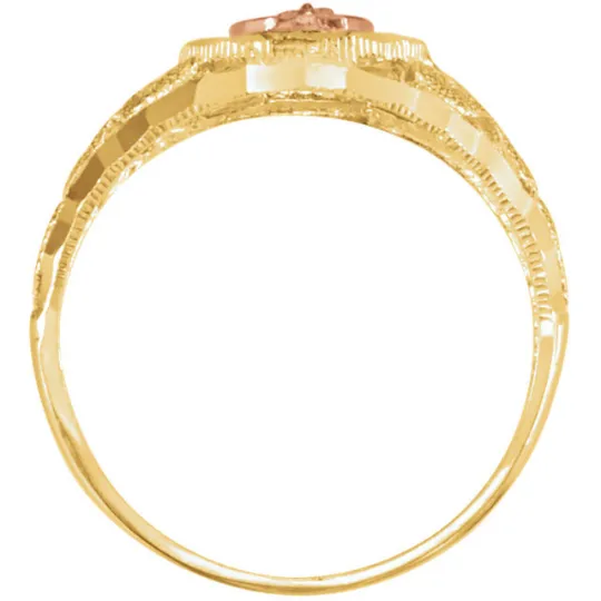 Two-Tone Our Lady of Guadalupe Ring Religious Jewelry Ladies 14kt Yellow and Rose Gold Ring Size 3 4 5 6 7 8 9 Plus Half and 1/4 Sizes