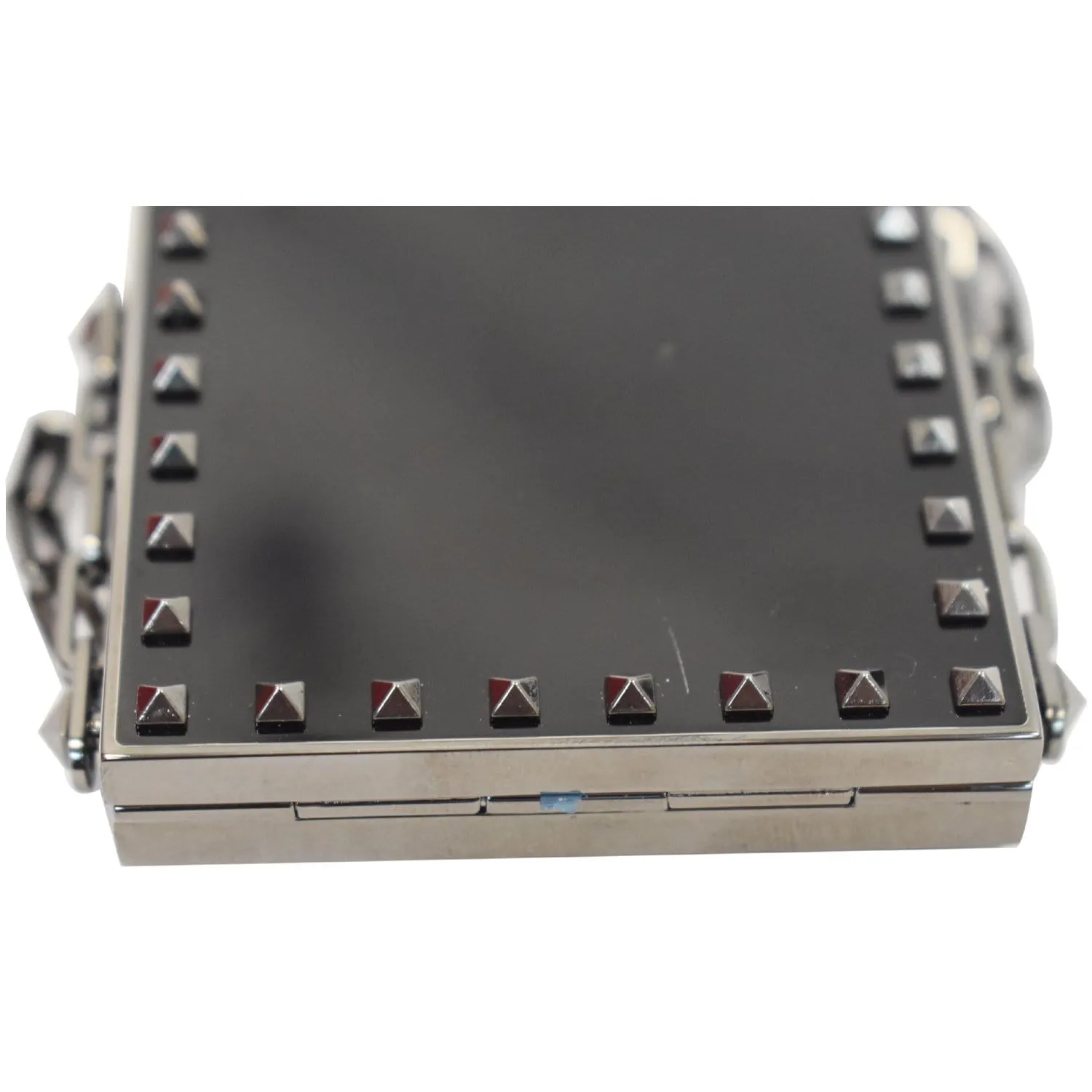 VALENTINO Minaudiere Studded Mirror Leather Chain Clutch Black