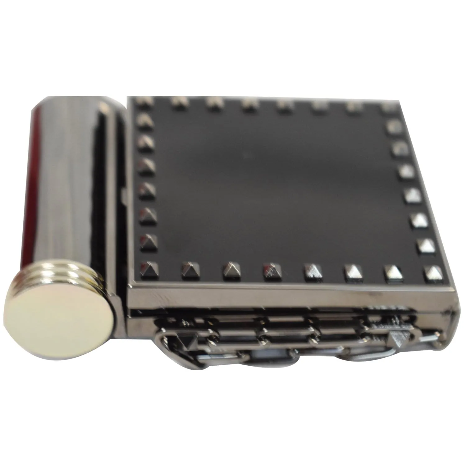VALENTINO Minaudiere Studded Mirror Leather Chain Clutch Black
