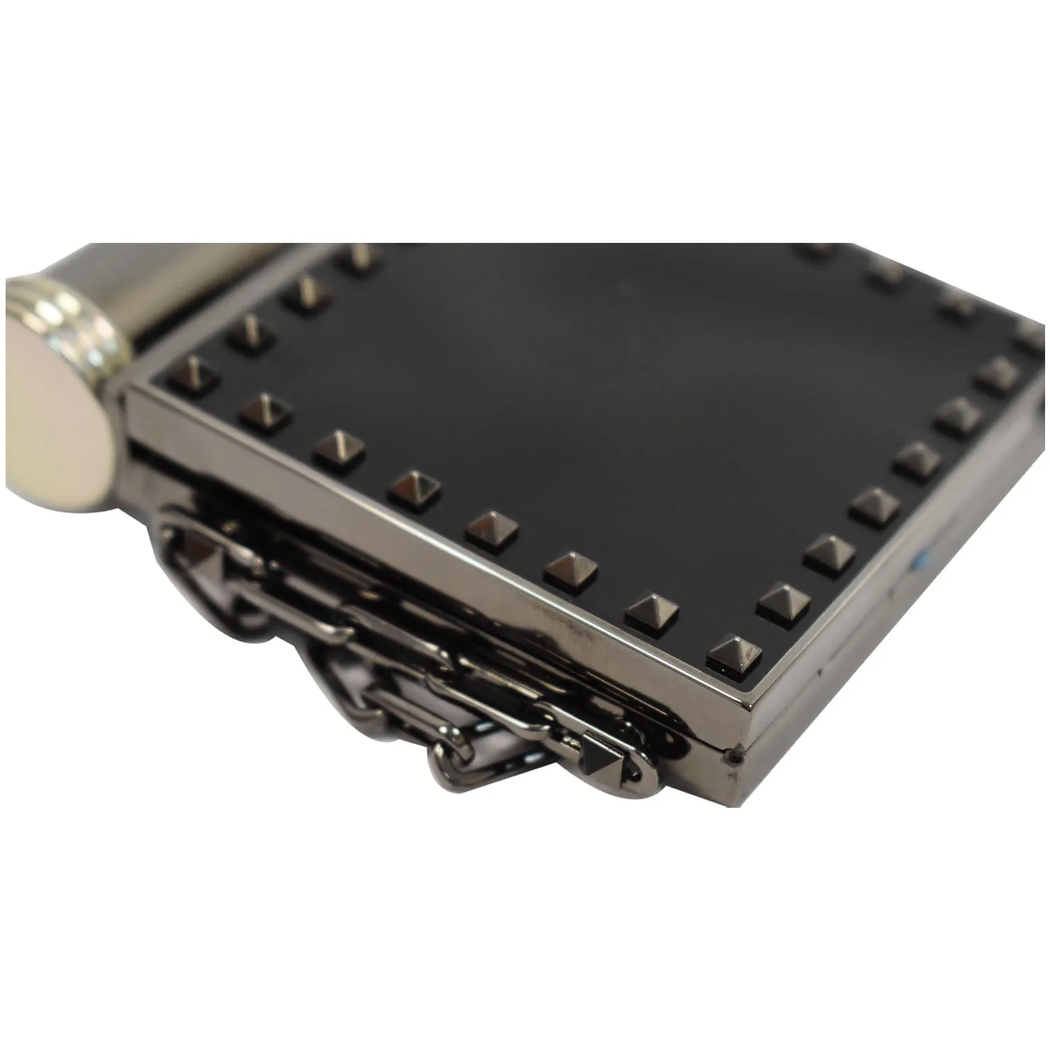 VALENTINO Minaudiere Studded Mirror Leather Chain Clutch Black