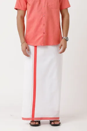 Varna - Dark Rose Single Layered Dhoti With Fancy Borders For Men | Uathayam