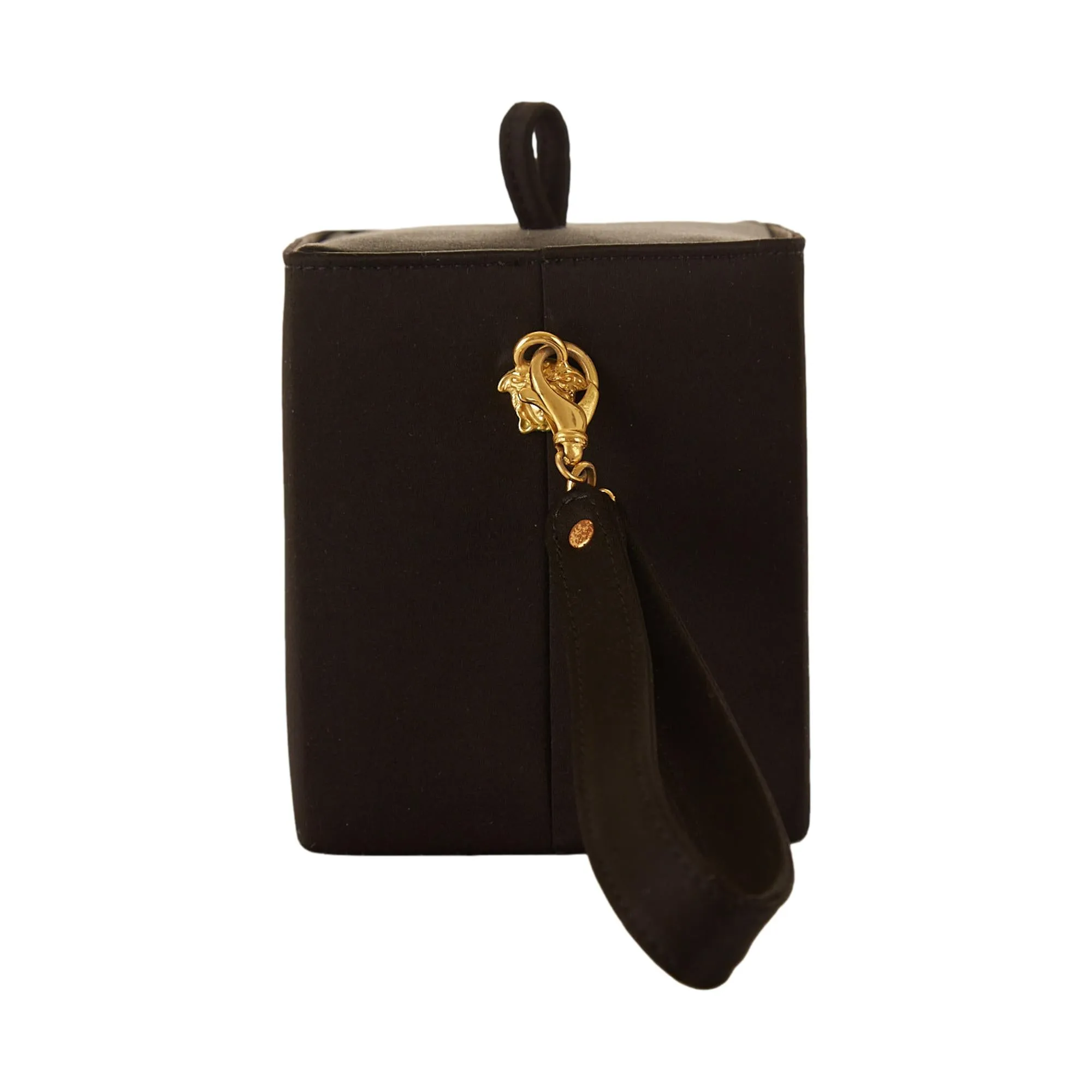 Versace Black Satin Box Wristlet