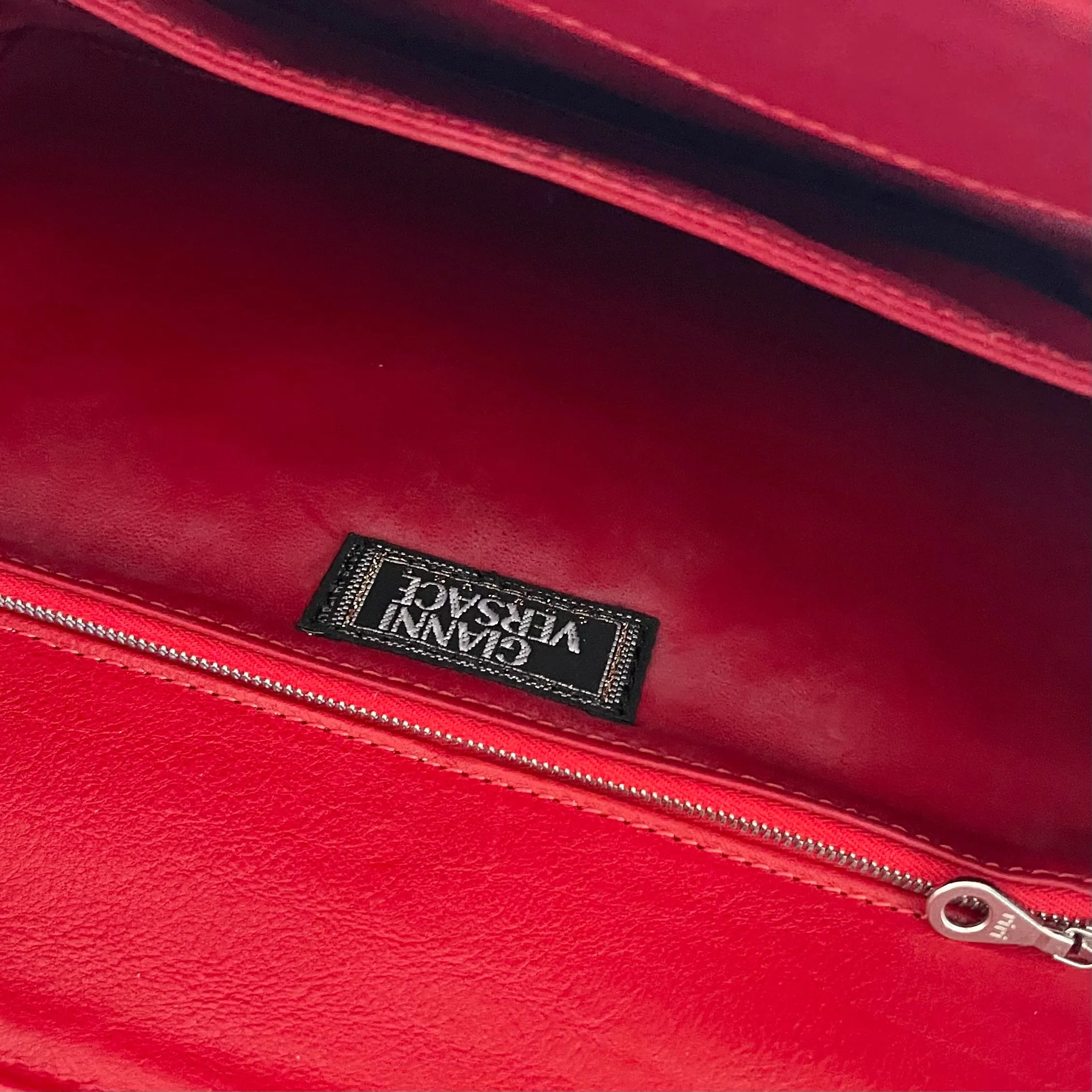 Versace Red Logo Top Handle Bag