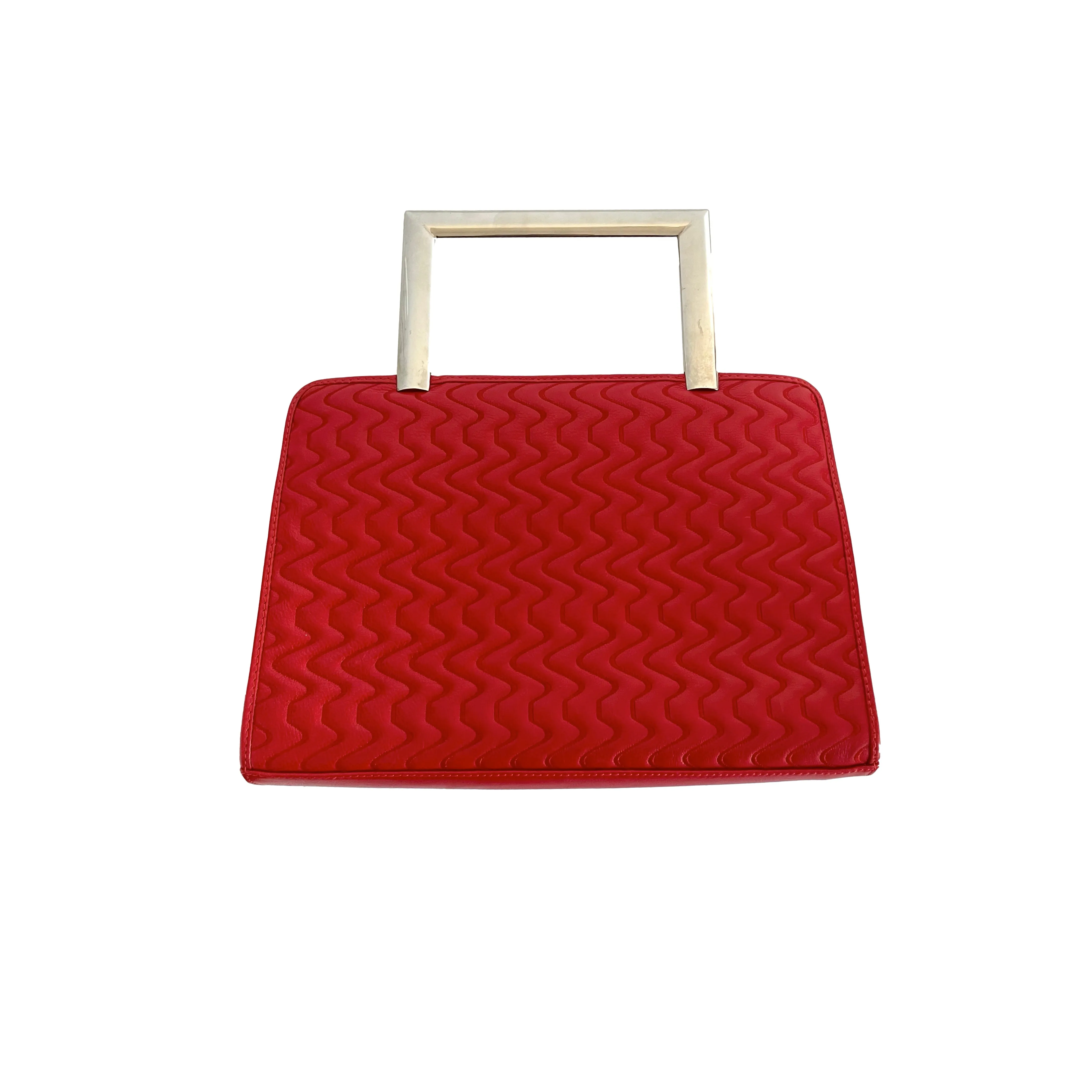 Versace Red Logo Top Handle Bag