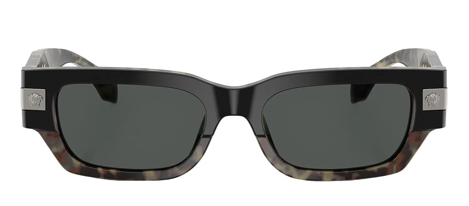Versace VE 4465 545687 Rectangle Plastic Havana Sunglasses with Grey Lens