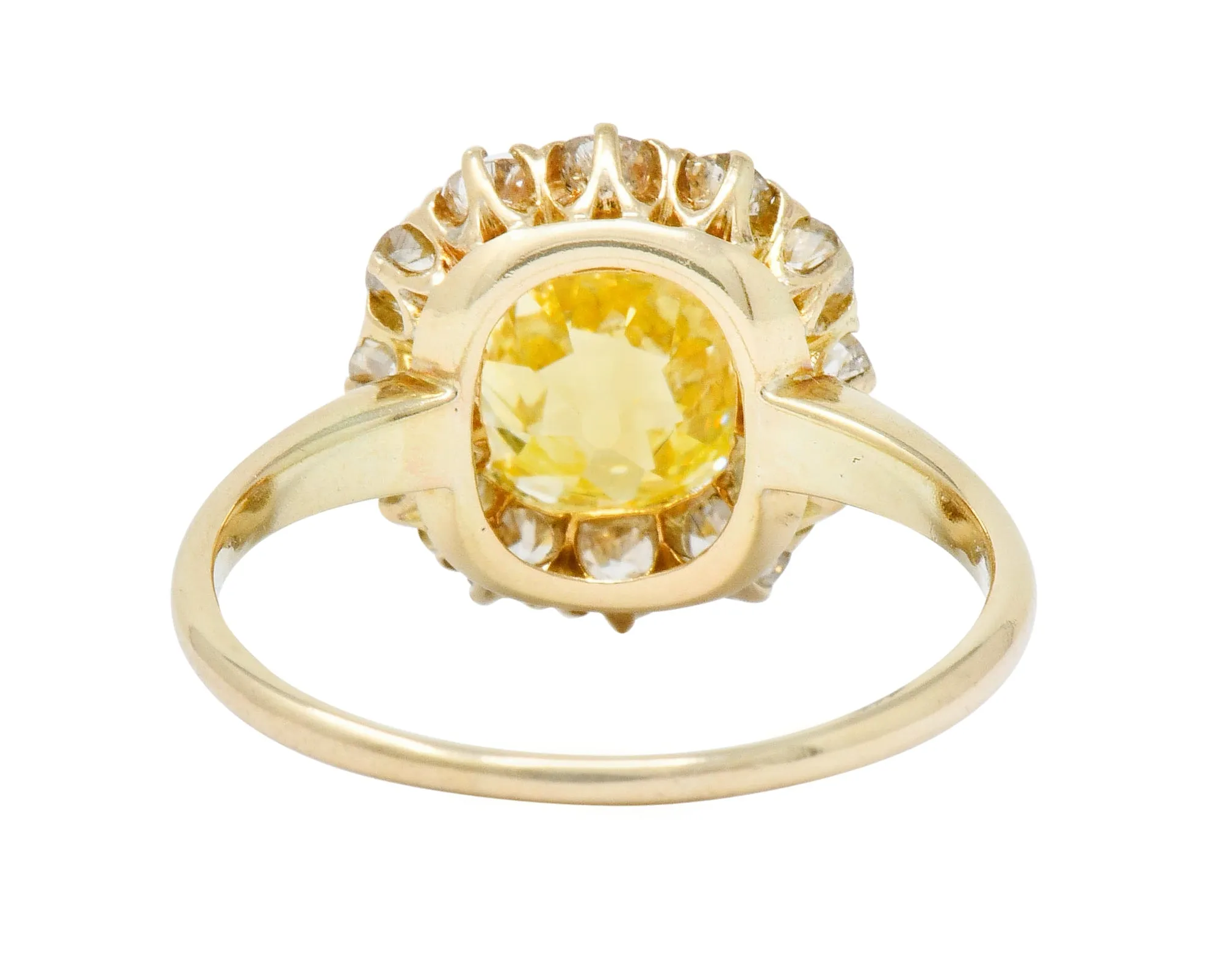 Victorian 2.59 CTW Fancy Yellow Diamond 14 Karat Gold Cluster Engagement Ring GIA