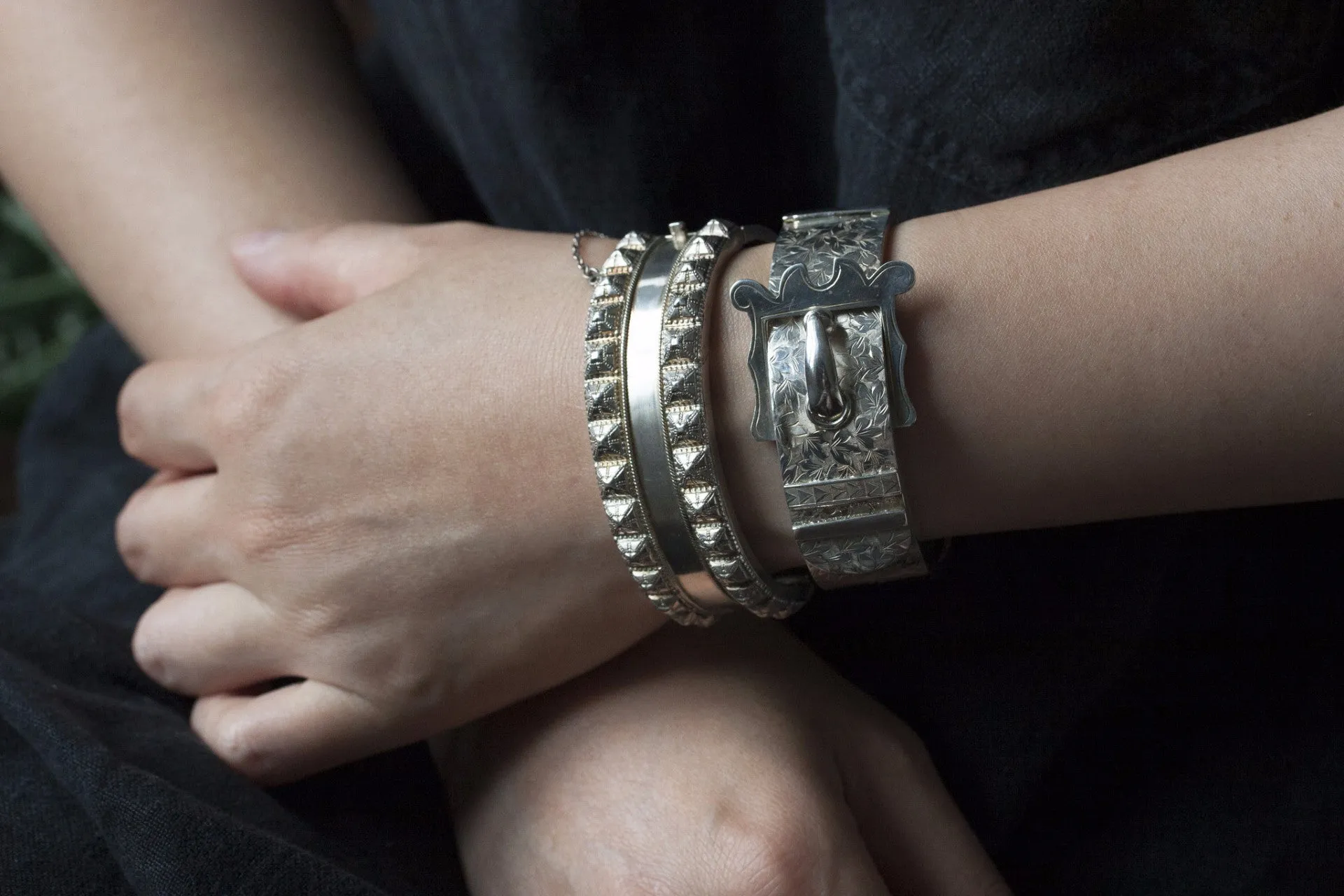 Victorian Sterling Studded Bangle
