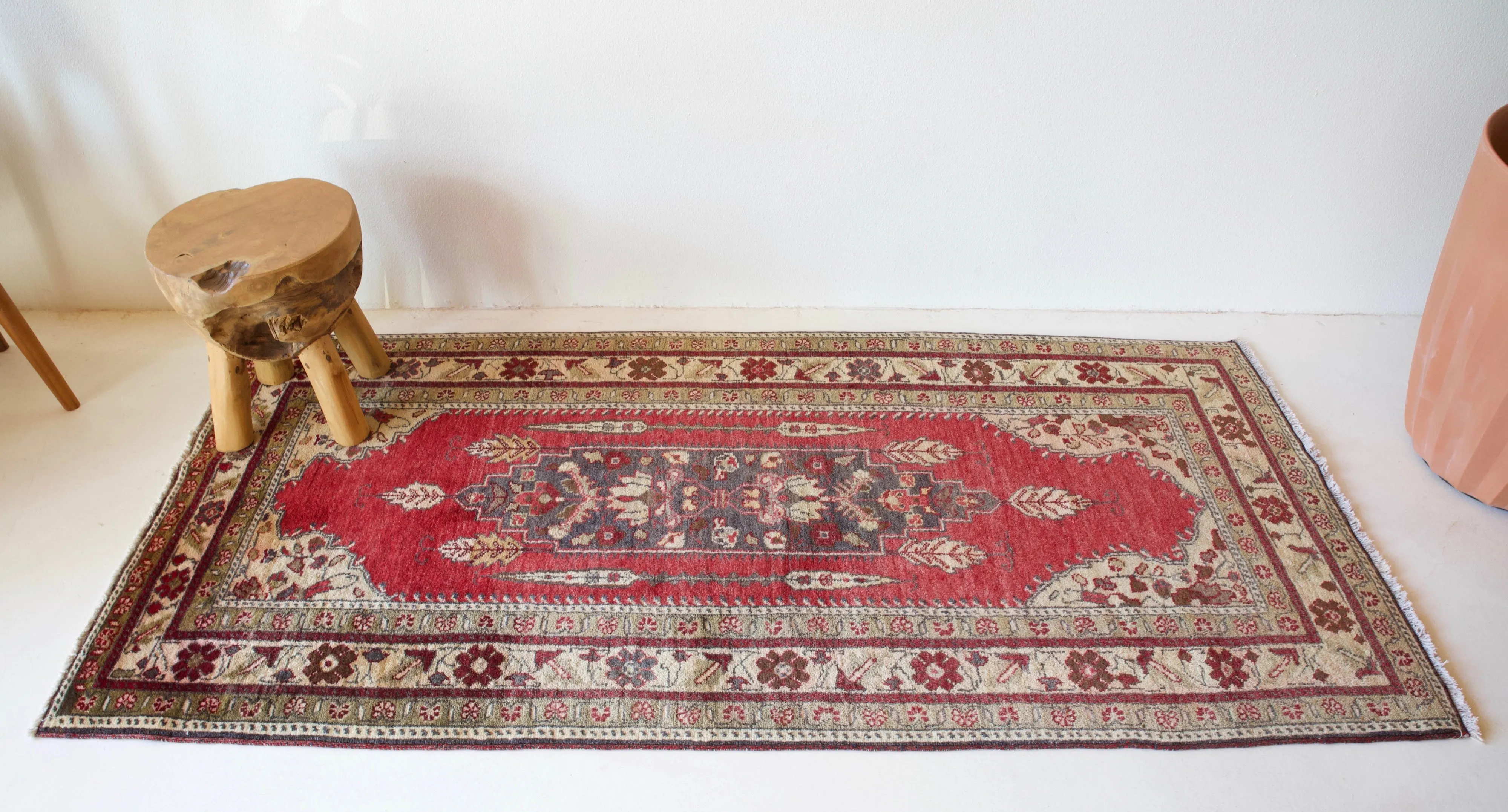 Vintage Anatolian Runner Rug 3'4"x7"